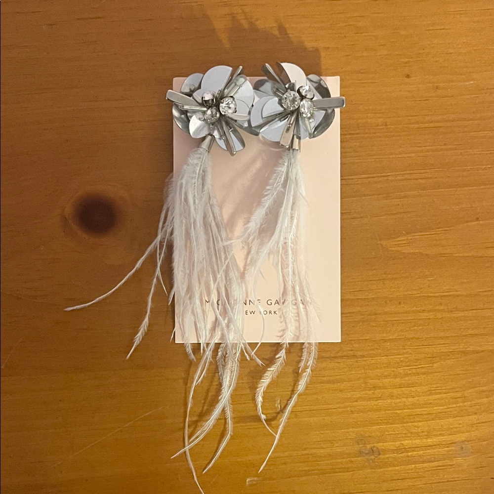 Mignonne Gavigan Silver and White Feather earrings